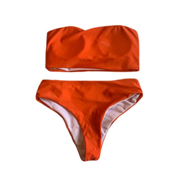 Orange Strapless High Waisted Bikini - Picture 1 of 1
